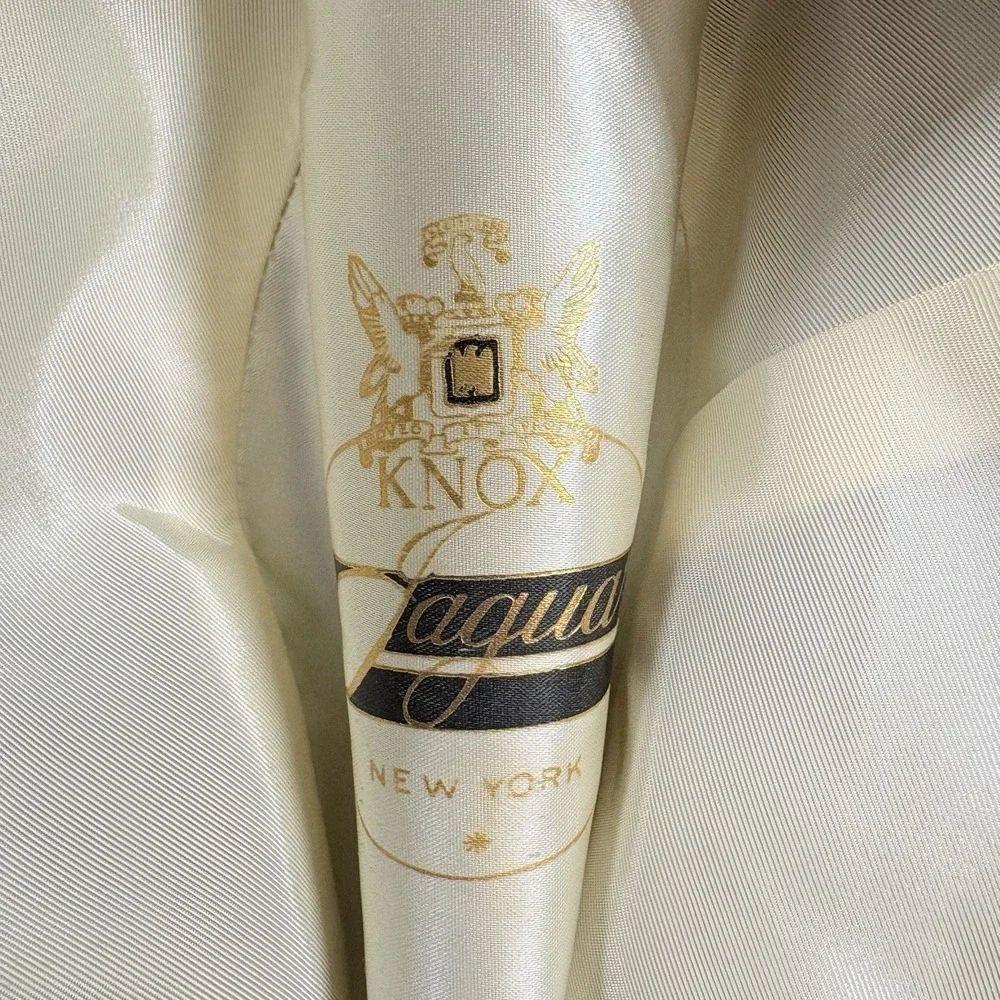 Vintage‎ Knox Jaguar Fedora Hat~ 7-1/8 Beige Feather Wrap Detail Classic